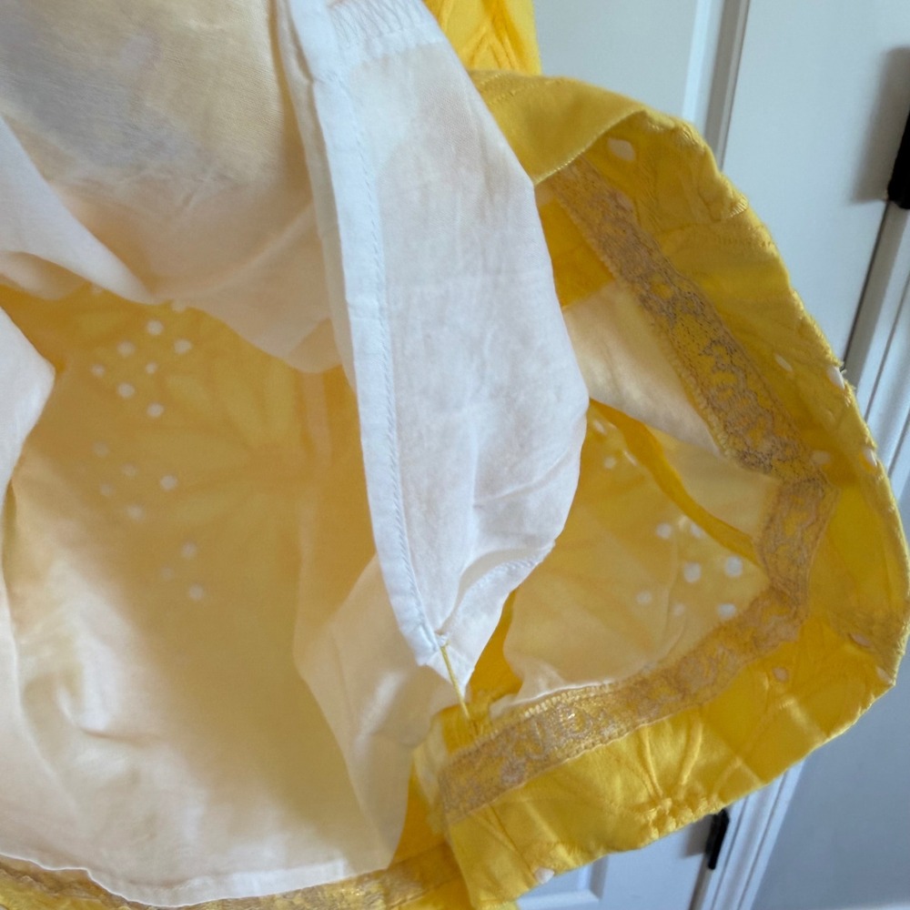 Lilly Pulitzer Annabelle Dress Size 0 Floral Yellow Daisy strapless Eyelet - Picture 9 of 11